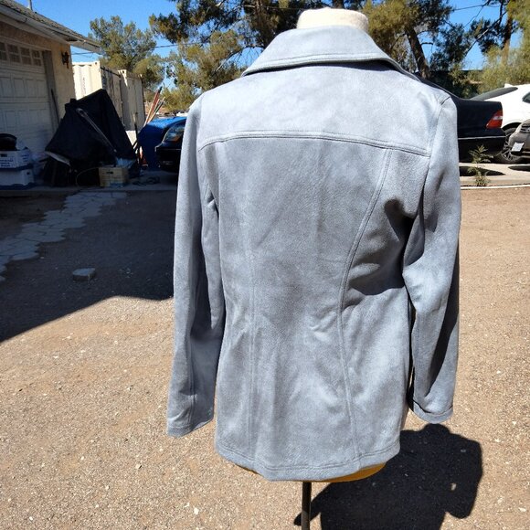 CHICOS Elongated Suede Moto Jacket Gray Mist NWT Size 0 (4-6 small) PS01-21 - Picture 3 of 8